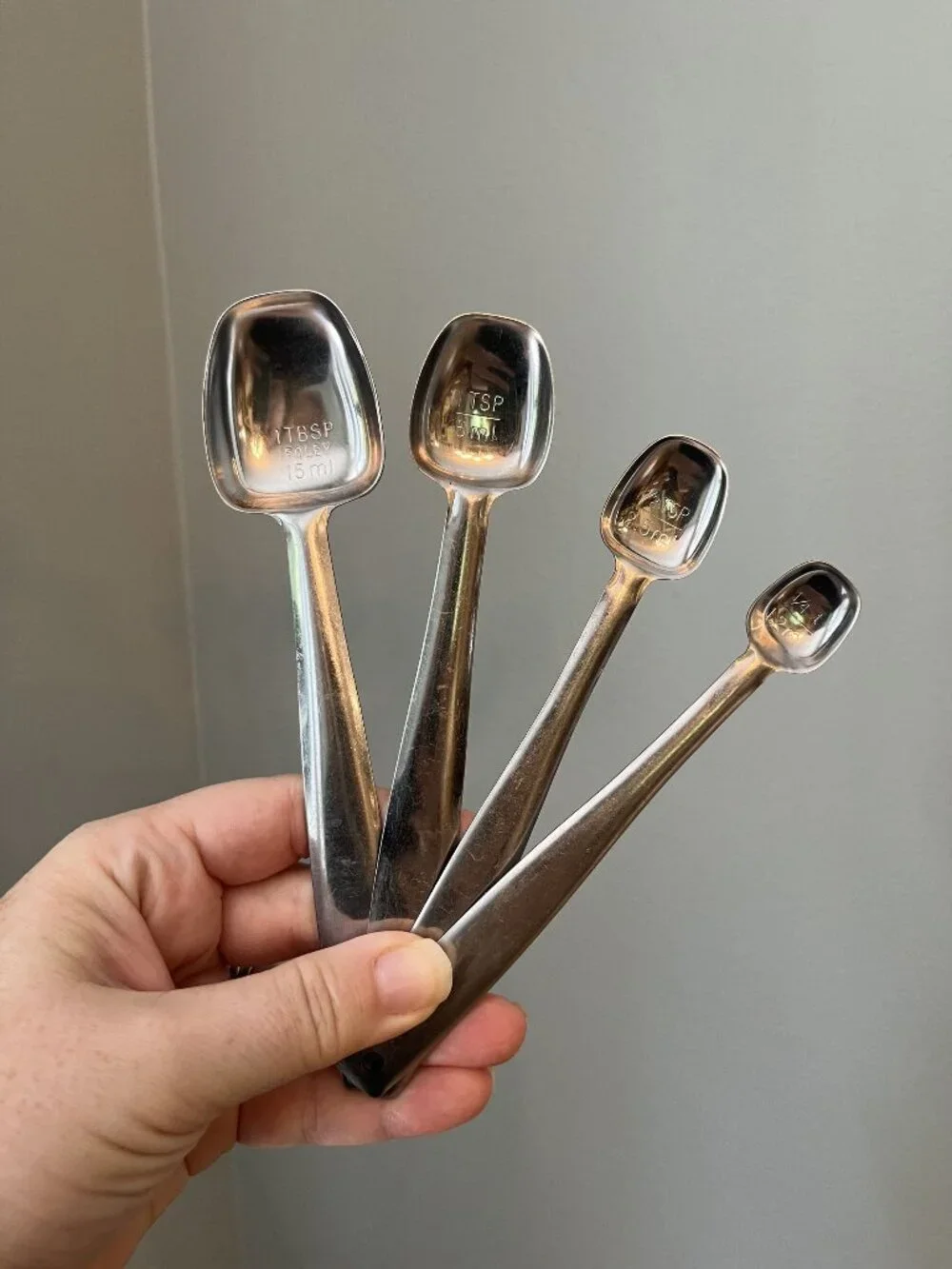 Vintage Set of Foley Measuring Spoons Long-Handled Stainless Steel
